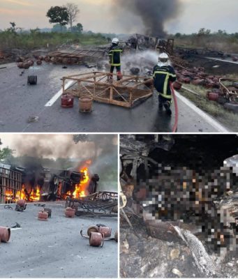 Axe Yakro-N’Zianouan: Collision mortelle entre un camion de transport de gaz butane et un véhicule particulier